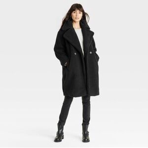 Women’s black faux shearling coat / teddy jacket